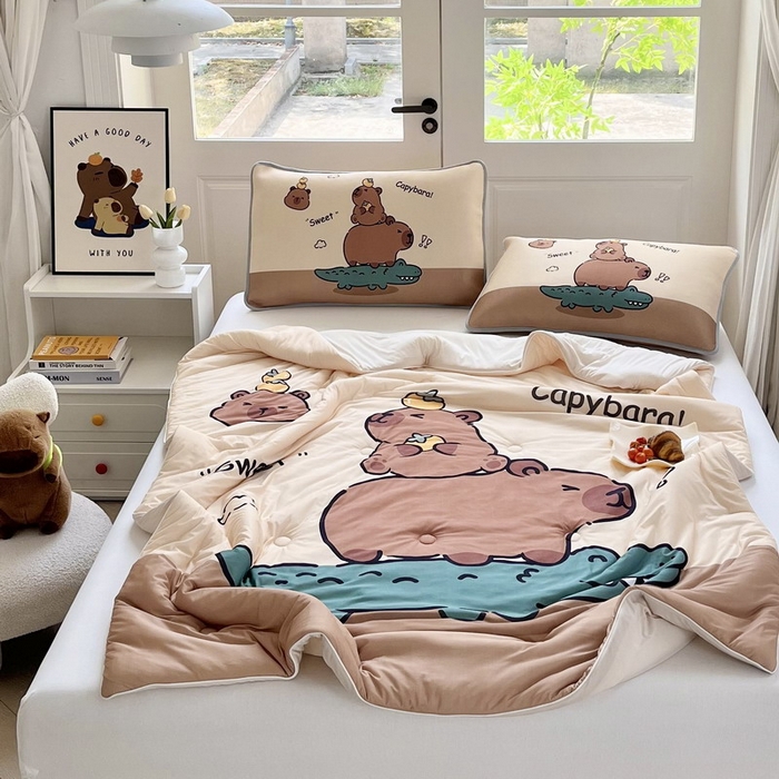 91家纺网 家纺一手货源 找家纺 蘭菲家纺 2025新款凉感丝卡皮巴拉夏被 征服拉