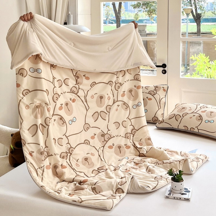 91家纺网 家纺一手货源 找家纺 蘭菲家纺 2025新款凉感丝卡皮巴拉夏被 小卡