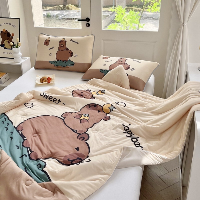 91家纺网 家纺一手货源 找家纺 蘭菲家纺 2025新款凉感丝卡皮巴拉夏被 征服拉