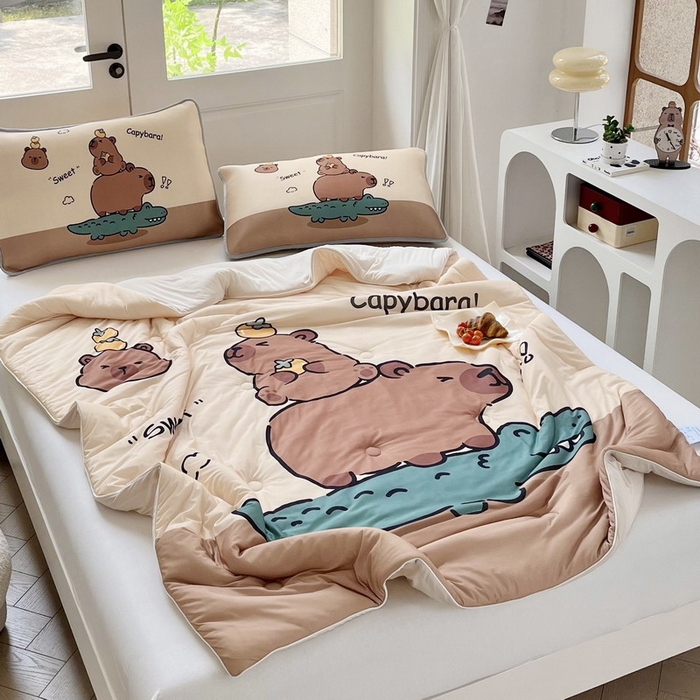 91家纺网 家纺一手货源 找家纺 蘭菲家纺 2025新款凉感丝卡皮巴拉夏被 征服拉