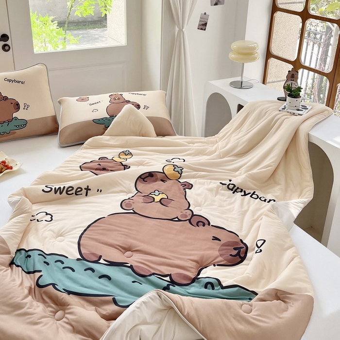 91家纺网 家纺一手货源 找家纺 蘭菲家纺 2025新款凉感丝卡皮巴拉夏被 征服拉