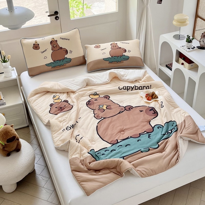 91家纺网 家纺一手货源 找家纺 蘭菲家纺 2025新款凉感丝卡皮巴拉夏被 征服拉