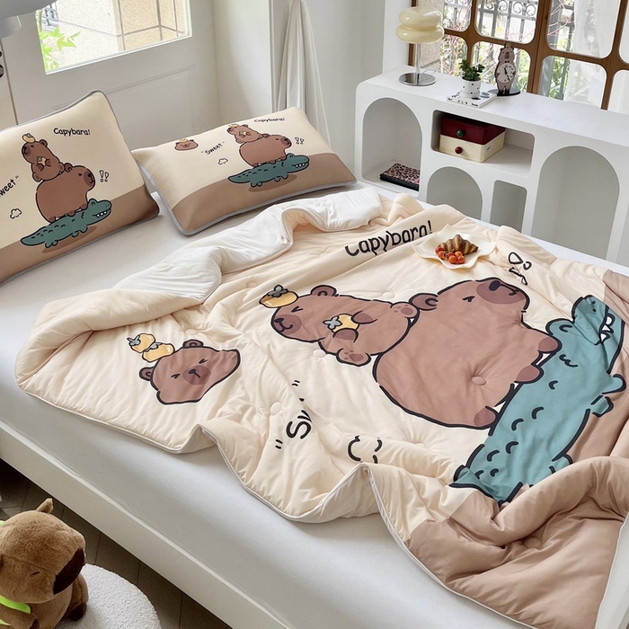 91家纺网 家纺一手货源 找家纺 蘭菲家纺 2025新款凉感丝卡皮巴拉夏被 征服拉