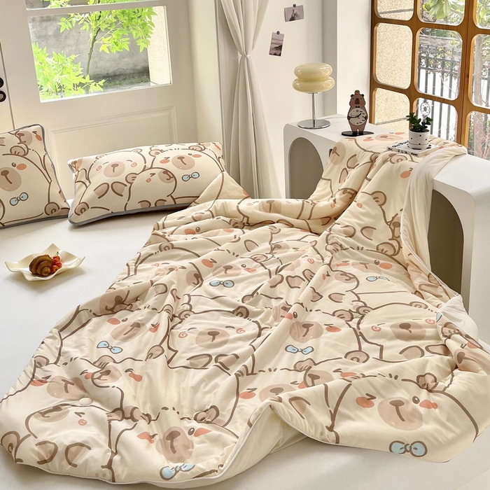 91家纺网 家纺一手货源 找家纺 蘭菲家纺 2025新款凉感丝卡皮巴拉夏被 小卡