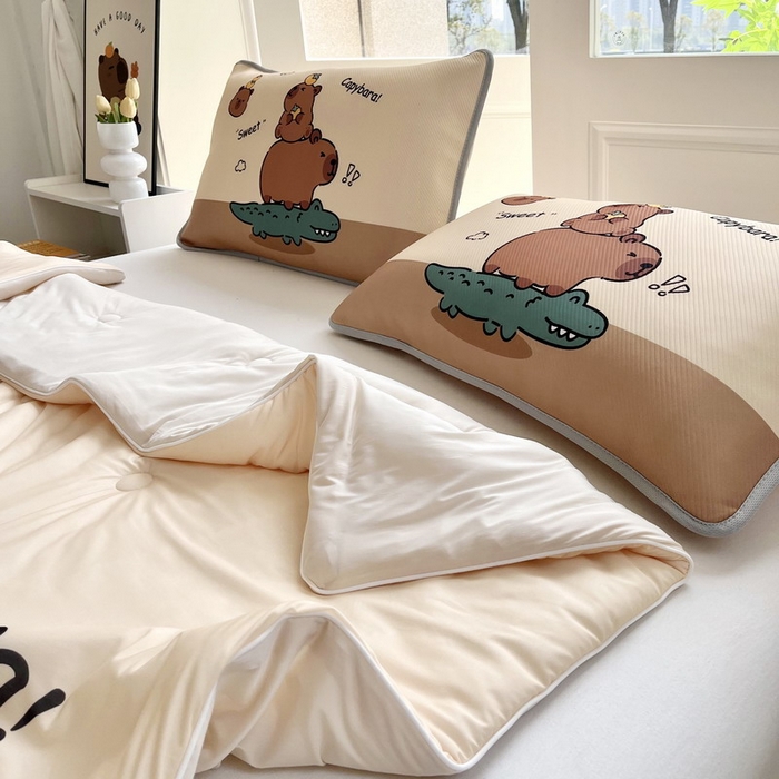 91家纺网 家纺一手货源 找家纺 蘭菲家纺 2025新款凉感丝卡皮巴拉夏被 征服拉