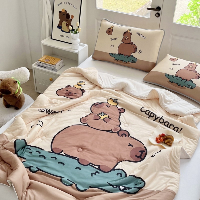 91家纺网 家纺一手货源 找家纺 蘭菲家纺 2025新款凉感丝卡皮巴拉夏被 征服拉