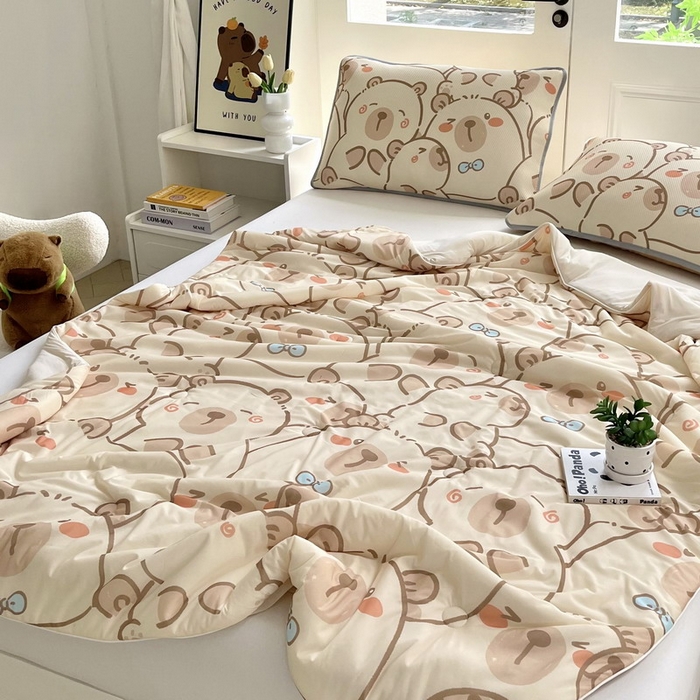 91家纺网 家纺一手货源 找家纺 蘭菲家纺 2025新款凉感丝卡皮巴拉夏被 小卡