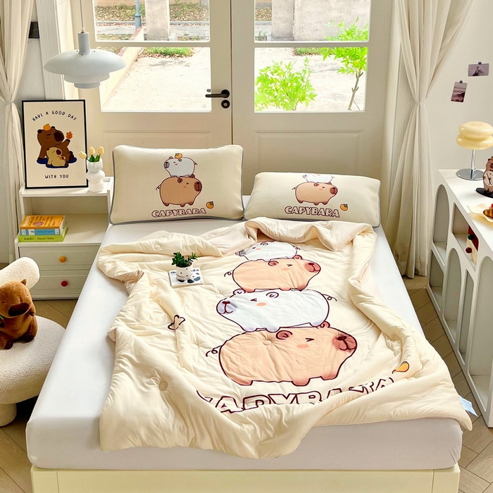 91家纺网 家纺一手货源 找家纺 （总）蘭菲家纺 2025新款凉感丝卡皮巴拉夏被