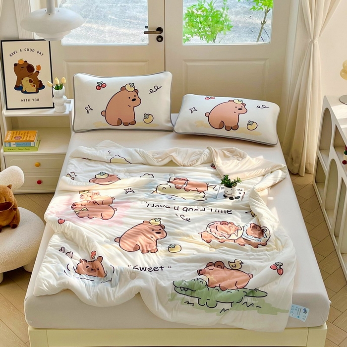 91家纺网 家纺一手货源 找家纺 （总）蘭菲家纺 2025新款凉感丝卡皮巴拉夏被