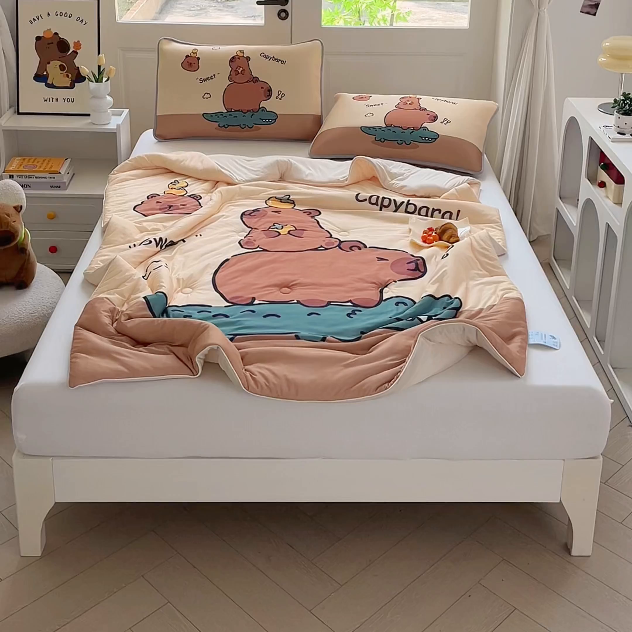 91家纺网 家纺一手货源 找家纺 蘭菲家纺 2025新款凉感丝卡皮巴拉夏被 征服拉