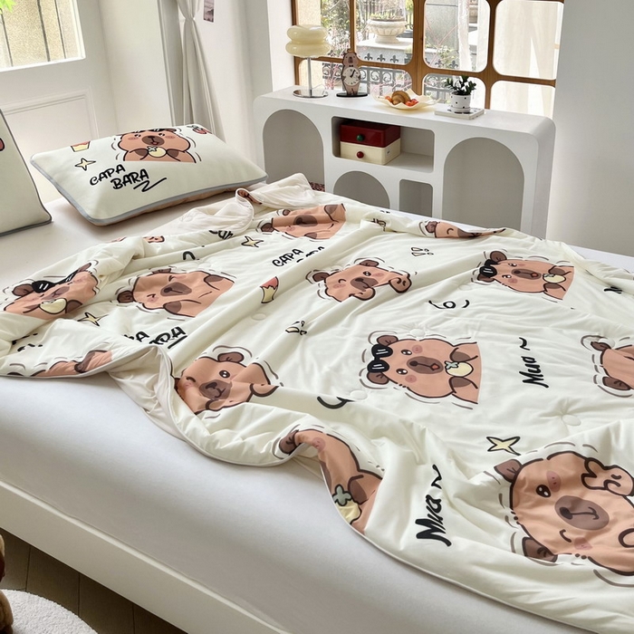 91家纺网 家纺一手货源 找家纺 蘭菲家纺 2025新款凉感丝卡皮巴拉夏被 拉不动