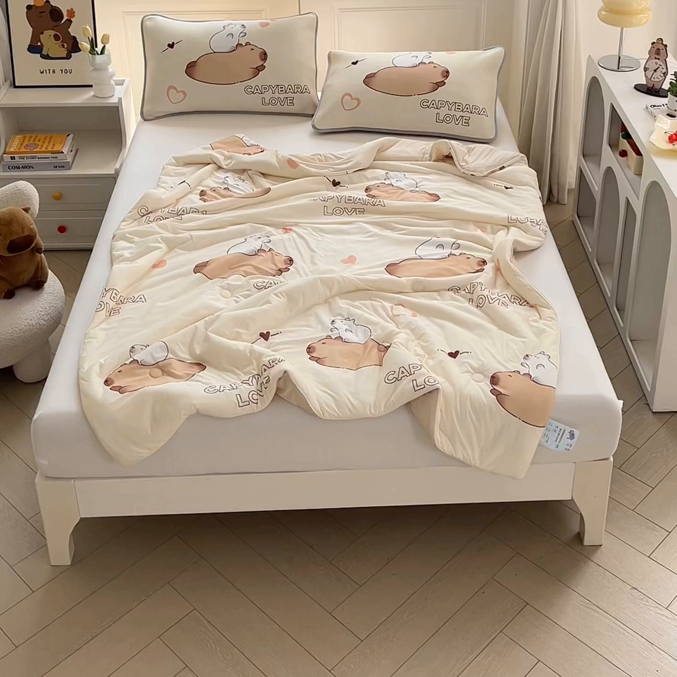 91家纺网 家纺一手货源 找家纺 蘭菲家纺 2025新款凉感丝卡皮巴拉夏被 陪伴拉