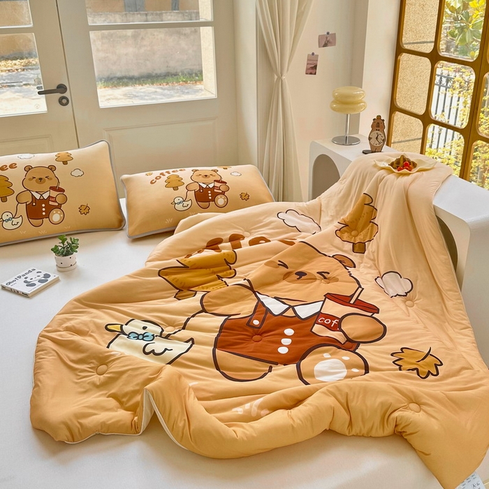 91家纺网 家纺一手货源 找家纺 蘭菲家纺 2025新款凉感丝卡皮巴拉夏被 拉小鸭