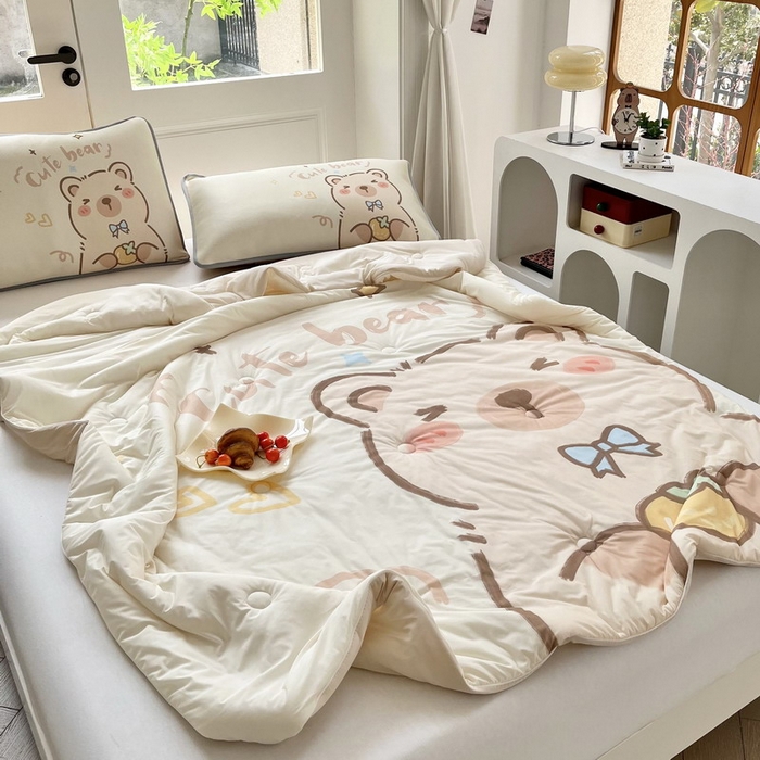 91家纺网 家纺一手货源 找家纺 蘭菲家纺 2025新款凉感丝卡皮巴拉夏被 大美豚