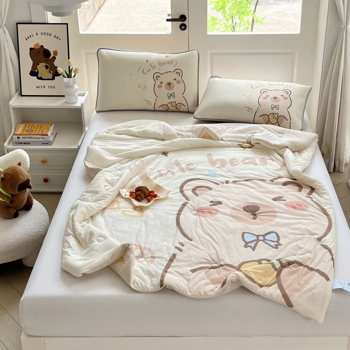 91家纺网 家纺一手货源 找家纺 蘭菲家纺 2025新款凉感丝卡皮巴拉夏被 大美豚