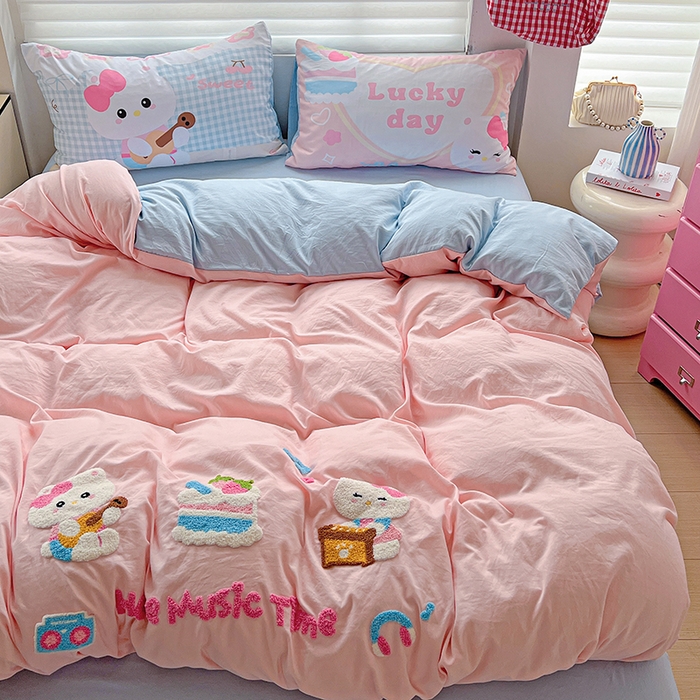 海岛哥哥 2025新款大版毛巾绣四件套 猫咪音乐会