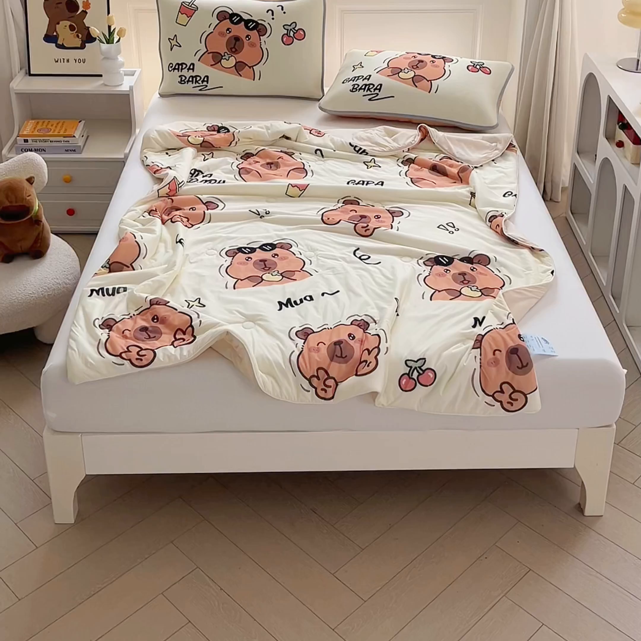 91家纺网 家纺一手货源 找家纺 蘭菲家纺 2025新款凉感丝卡皮巴拉夏被 拉不动