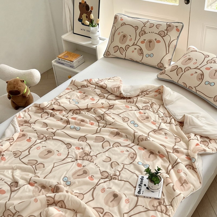 91家纺网 家纺一手货源 找家纺 蘭菲家纺 2025新款凉感丝卡皮巴拉夏被 小卡