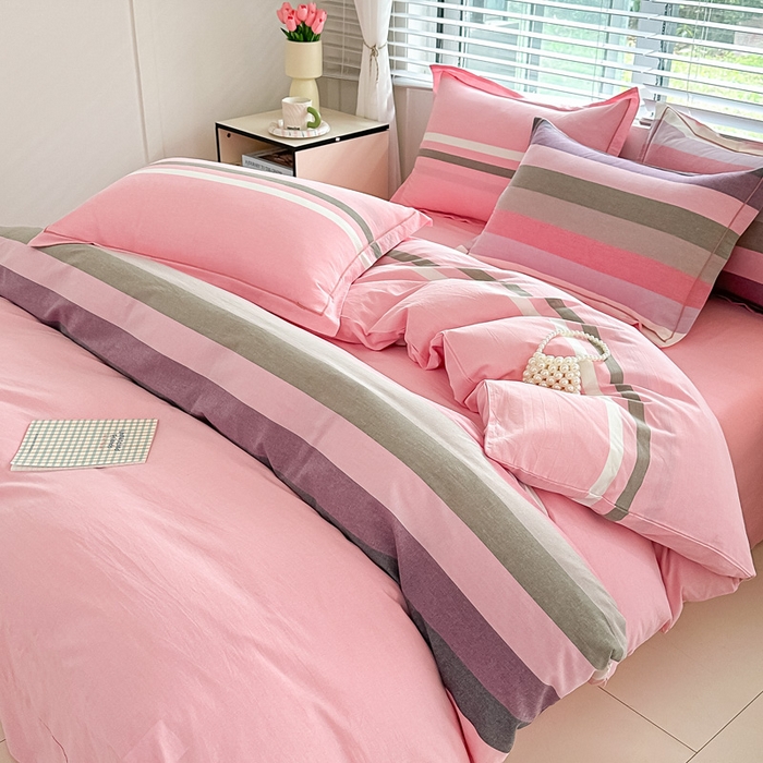 侯先生家纺 2025新款全棉色织四件套纯棉被套床单四季款格子三件套 贝加莫