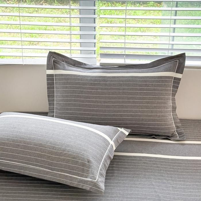 91家纺网 家纺一手货源 找家纺 侯先生家纺 2025新款全棉色织四件套纯棉被套床单四季款格子三件套 多拉-灰