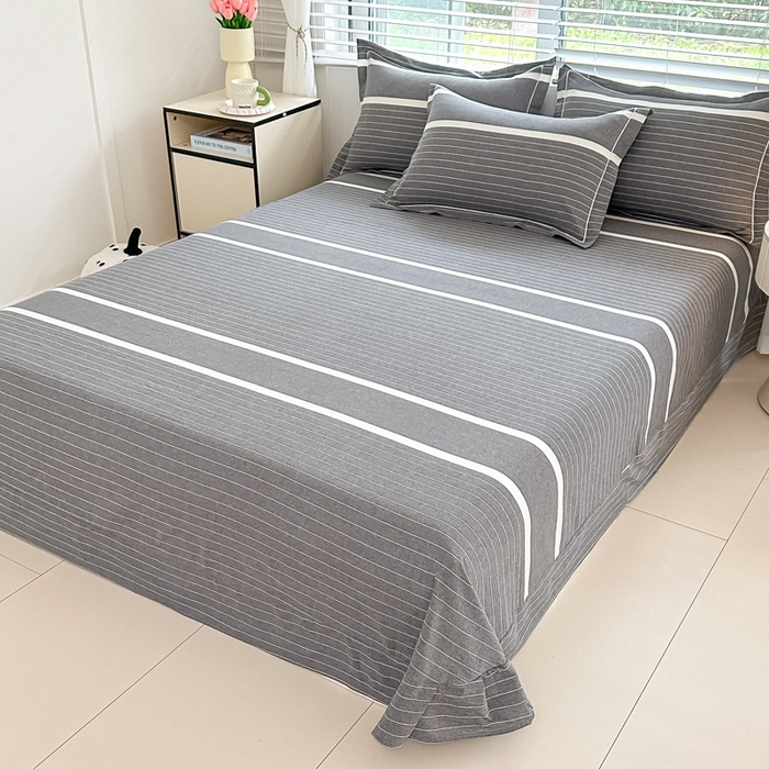 91家纺网 家纺一手货源 找家纺 侯先生家纺 2025新款全棉色织四件套纯棉被套床单四季款格子三件套 多拉-灰