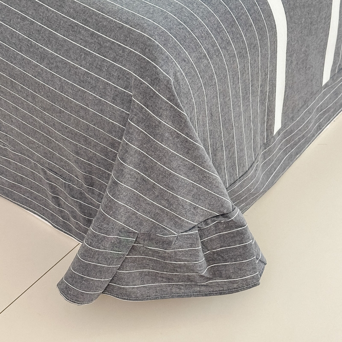 91家纺网 家纺一手货源 找家纺 侯先生家纺 2025新款全棉色织四件套纯棉被套床单四季款格子三件套 多拉-灰