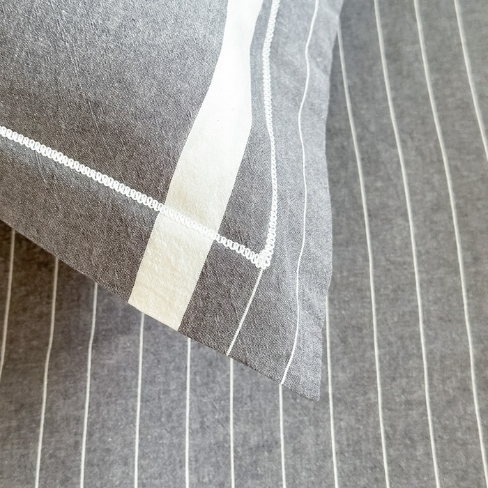 91家纺网 家纺一手货源 找家纺 侯先生家纺 2025新款全棉色织四件套纯棉被套床单四季款格子三件套 多拉-灰