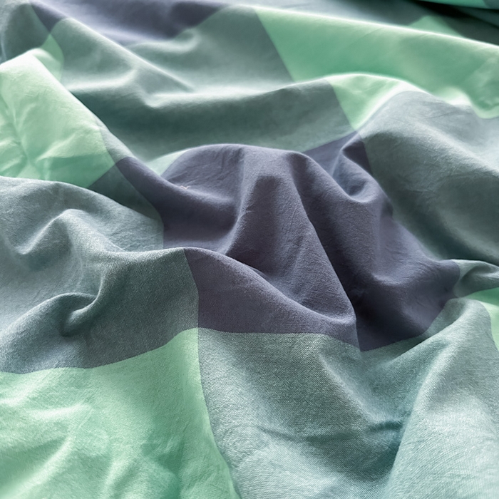 91家纺网 家纺一手货源 找家纺 侯先生家纺 2025新款全棉色织四件套纯棉被套床单四季款格子三件套 荷绿大格