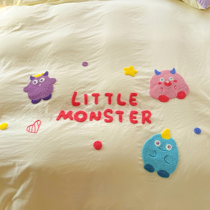 91家纺网 家纺一手货源 找家纺 海岛哥哥 2025新款大版毛巾绣四件套 毛毛小怪兽