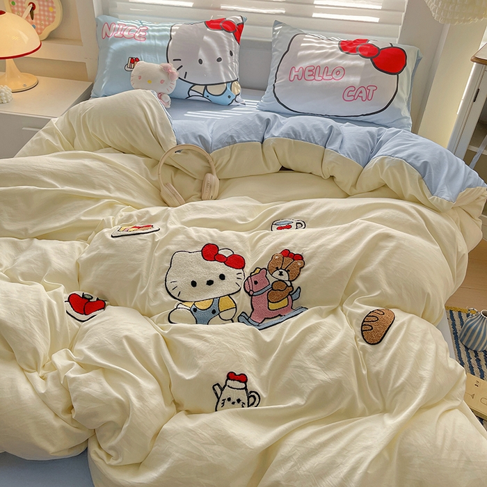 91家纺网 家纺一手货源 找家纺 海岛哥哥 2025新款大版毛巾绣四件套 木马凯蒂