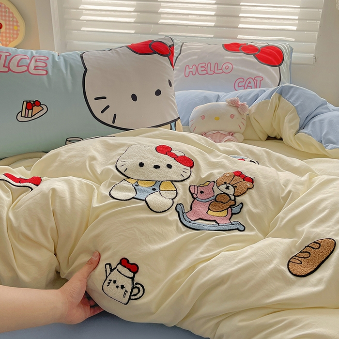 91家纺网 家纺一手货源 找家纺 海岛哥哥 2025新款大版毛巾绣四件套 木马凯蒂