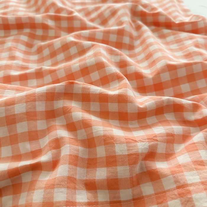 91家纺网 家纺一手货源 找家纺 侯先生家纺 2025新款全棉色织四件套纯棉被套床单四季款格子三件套 桔粉小格