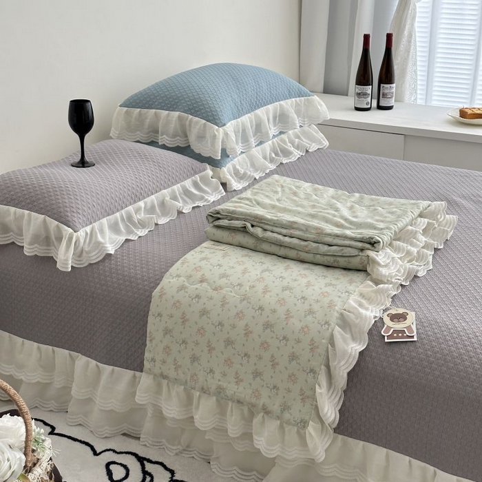 91家纺网 家纺一手货源 找家纺 佰织鑫家居 2025新款A类PE凉感豆复合凉豆豆软凉席三件套 夏至