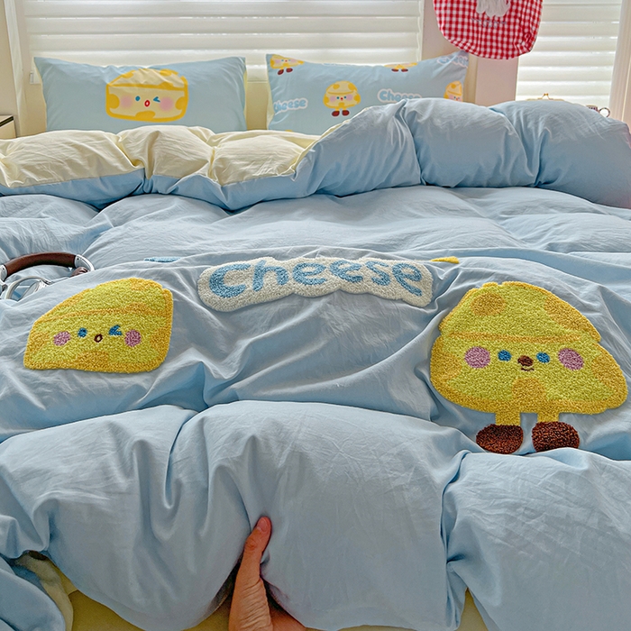 91家纺网 家纺一手货源 找家纺 海岛哥哥 2025新款大版毛巾绣四件套 芝士奶酪