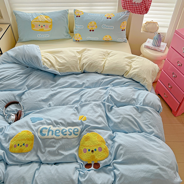 91家纺网 家纺一手货源 找家纺 海岛哥哥 2025新款大版毛巾绣四件套 芝士奶酪