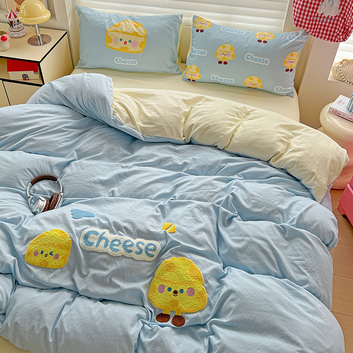 91家纺网 家纺一手货源 找家纺 海岛哥哥 2025新款大版毛巾绣四件套 芝士奶酪