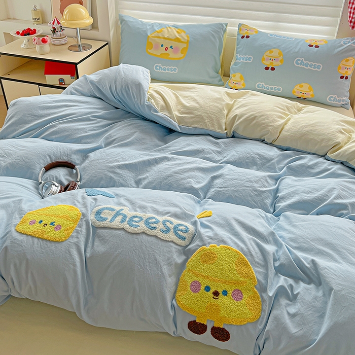 91家纺网 家纺一手货源 找家纺 海岛哥哥 2025新款大版毛巾绣四件套 芝士奶酪