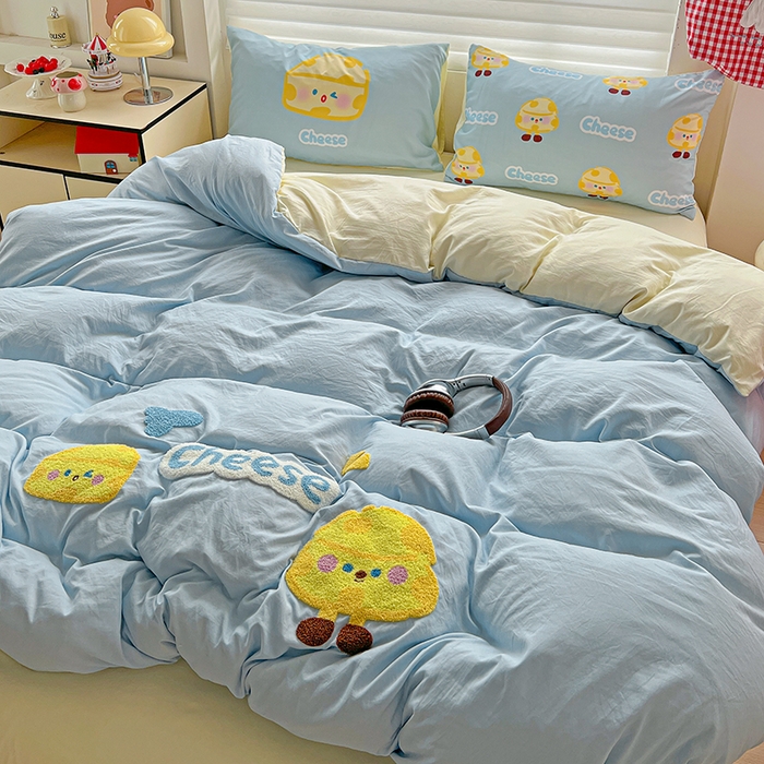 91家纺网 家纺一手货源 找家纺 海岛哥哥 2025新款大版毛巾绣四件套 芝士奶酪