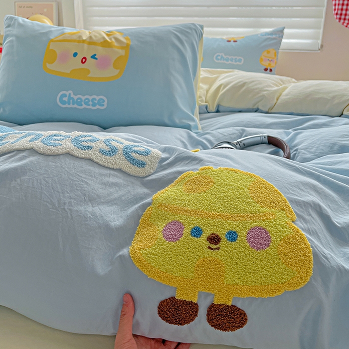 91家纺网 家纺一手货源 找家纺 海岛哥哥 2025新款大版毛巾绣四件套 芝士奶酪