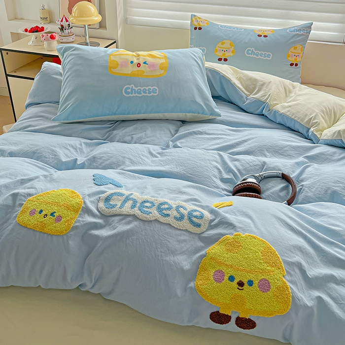 91家纺网 家纺一手货源 找家纺 海岛哥哥 2025新款大版毛巾绣四件套 芝士奶酪