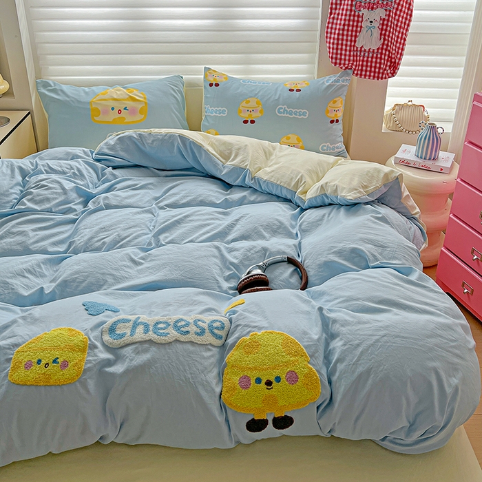 91家纺网 家纺一手货源 找家纺 海岛哥哥 2025新款大版毛巾绣四件套 芝士奶酪