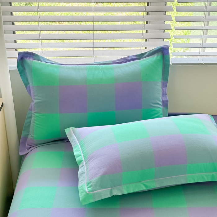 91家纺网 家纺一手货源 找家纺 侯先生家纺 2025新款全棉色织四件套纯棉被套床单四季款格子三件套 绿野仙踪大格