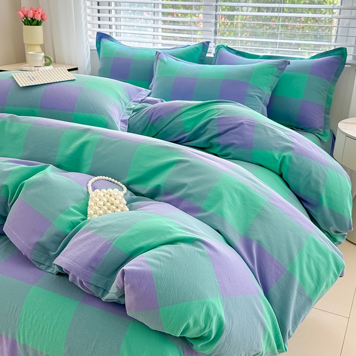 91家纺网 家纺一手货源 找家纺 侯先生家纺 2025新款全棉色织四件套纯棉被套床单四季款格子三件套 绿野仙踪大格