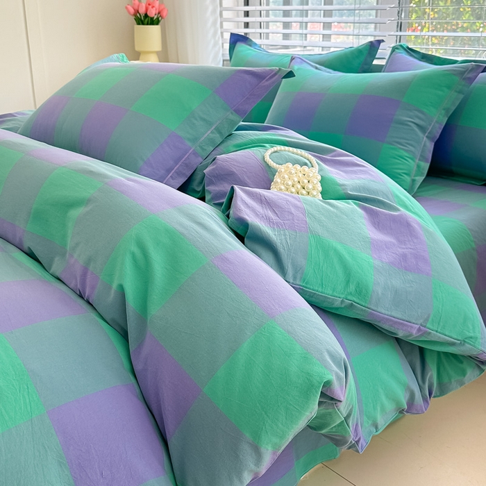 91家纺网 家纺一手货源 找家纺 侯先生家纺 2025新款全棉色织四件套纯棉被套床单四季款格子三件套 绿野仙踪大格