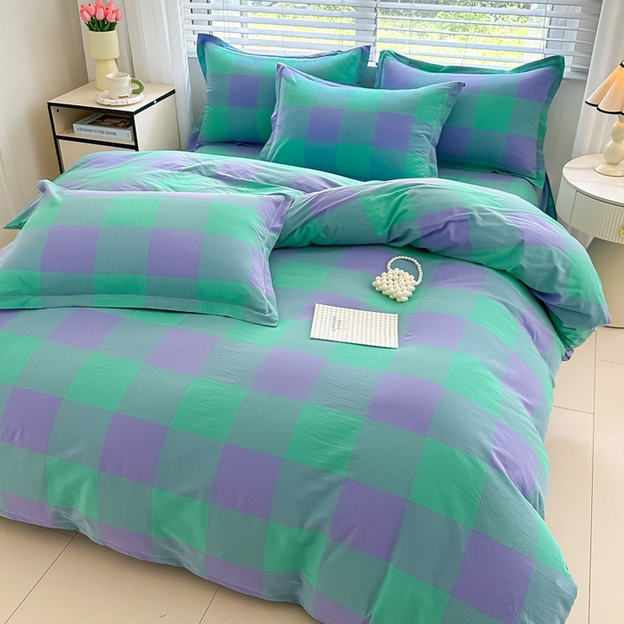 91家纺网 家纺一手货源 找家纺 侯先生家纺 2025新款全棉色织四件套纯棉被套床单四季款格子三件套 绿野仙踪大格