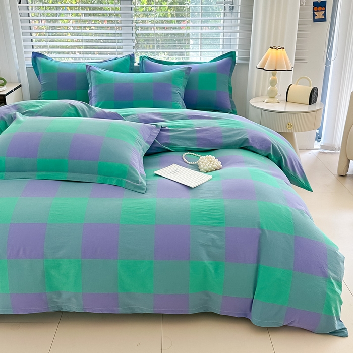 91家纺网 家纺一手货源 找家纺 侯先生家纺 2025新款全棉色织四件套纯棉被套床单四季款格子三件套 绿野仙踪大格