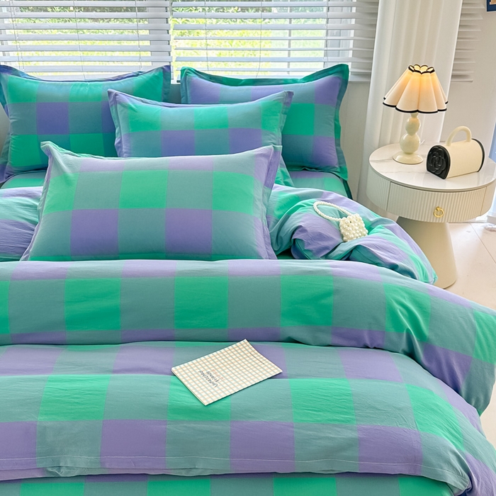 91家纺网 家纺一手货源 找家纺 侯先生家纺 2025新款全棉色织四件套纯棉被套床单四季款格子三件套 绿野仙踪大格