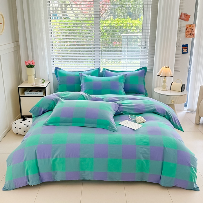 91家纺网 家纺一手货源 找家纺 侯先生家纺 2025新款全棉色织四件套纯棉被套床单四季款格子三件套 绿野仙踪大格