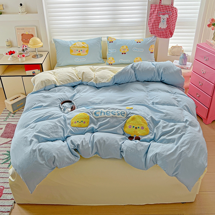 91家纺网 家纺一手货源 找家纺 海岛哥哥 2025新款大版毛巾绣四件套 芝士奶酪