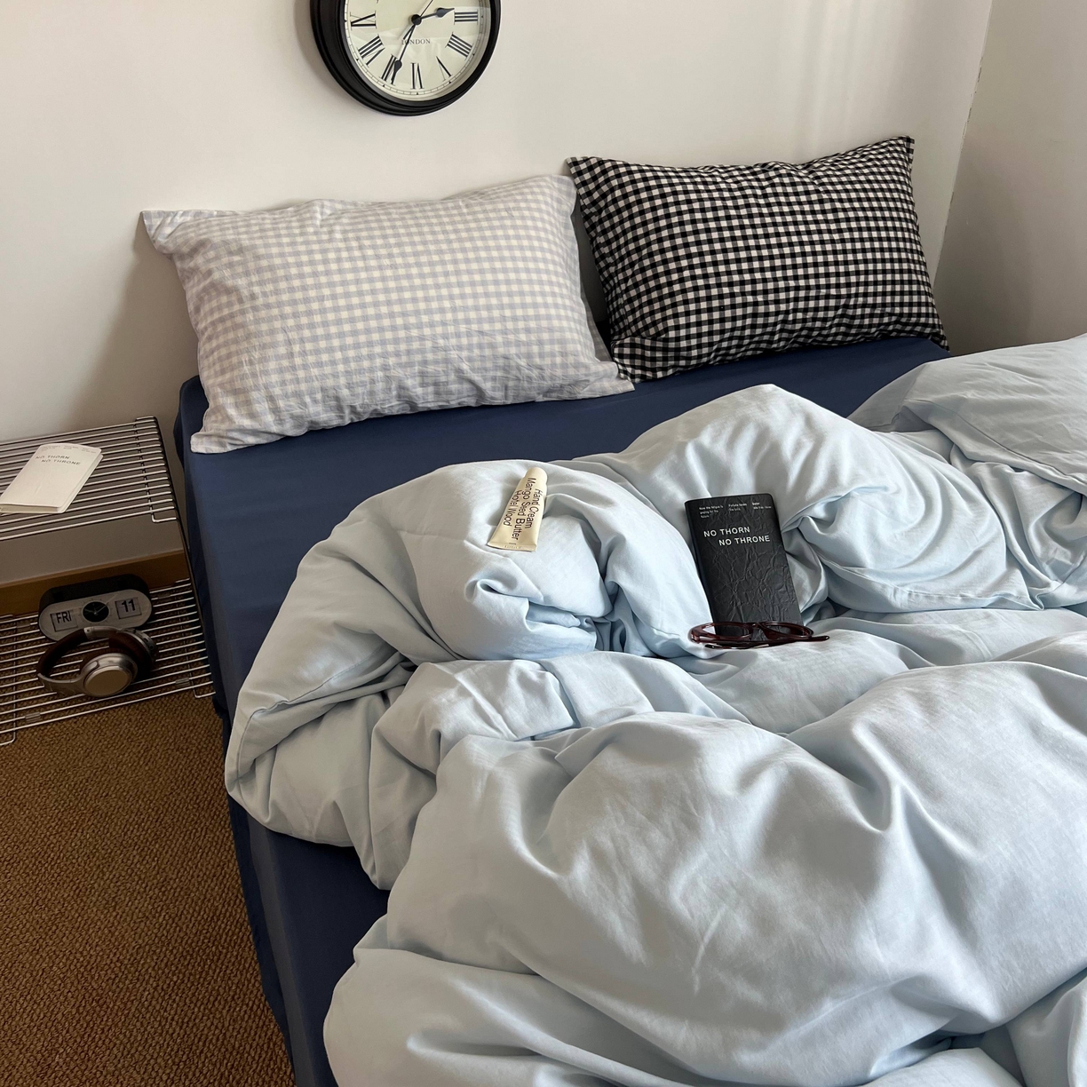 91家纺网 家纺一手货源 找家纺 蜜宿 2025新款全棉纯棉人字纹四件套-梦幻星海 梦幻星海（蓝小格混搭黑小格）